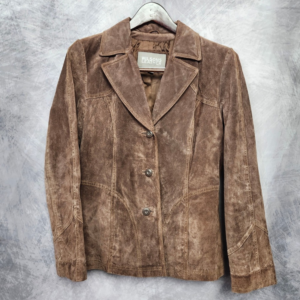 Vintage Y2K Chocolate Brown Suede Western Blazer Jacket Yoke Wilsons Leather M